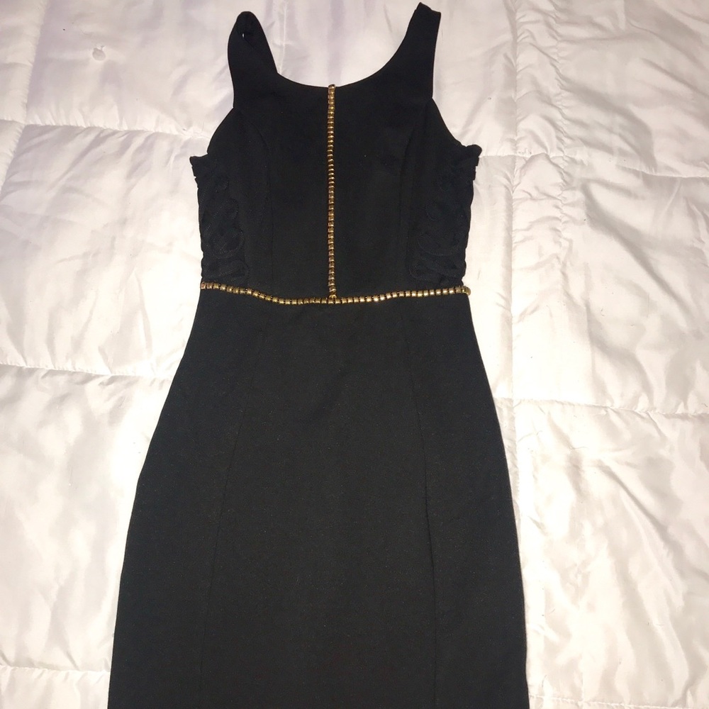 Black tight mini dress
